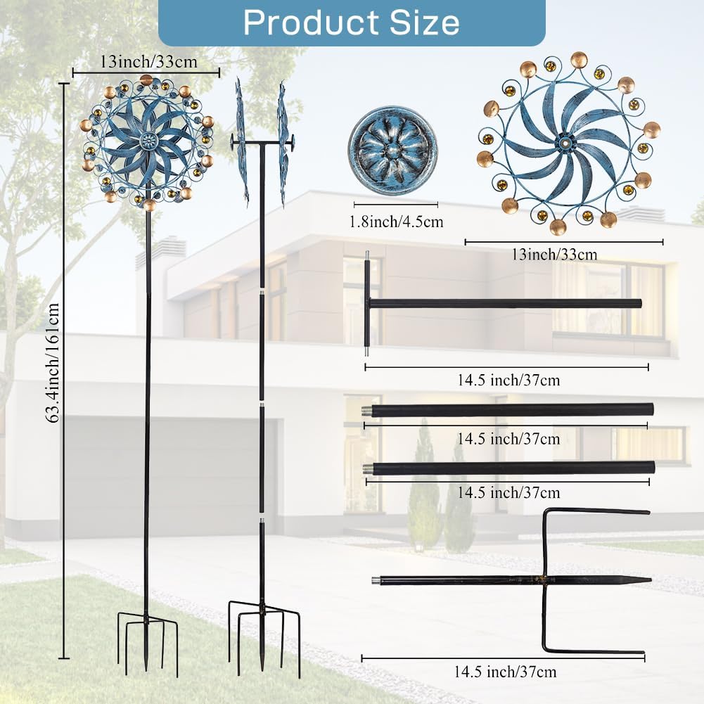Retro Wind Spinner Outdoor Metal Pinwheels Kinetic Windmill