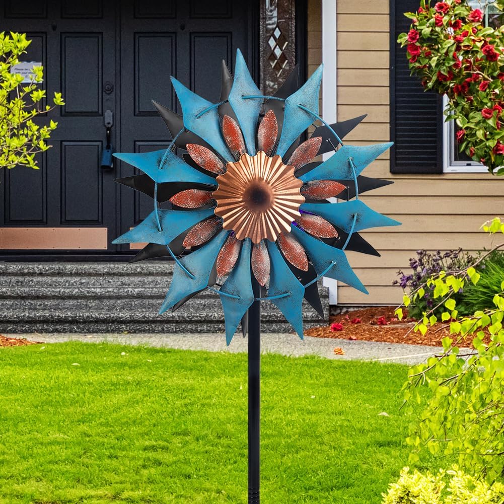 Retro Wind Spinner Outdoor Metal Pinwheels Kinetic Windmill