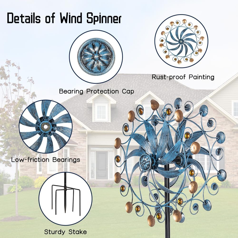Retro Wind Spinner Outdoor Metal Pinwheels Kinetic Windmill