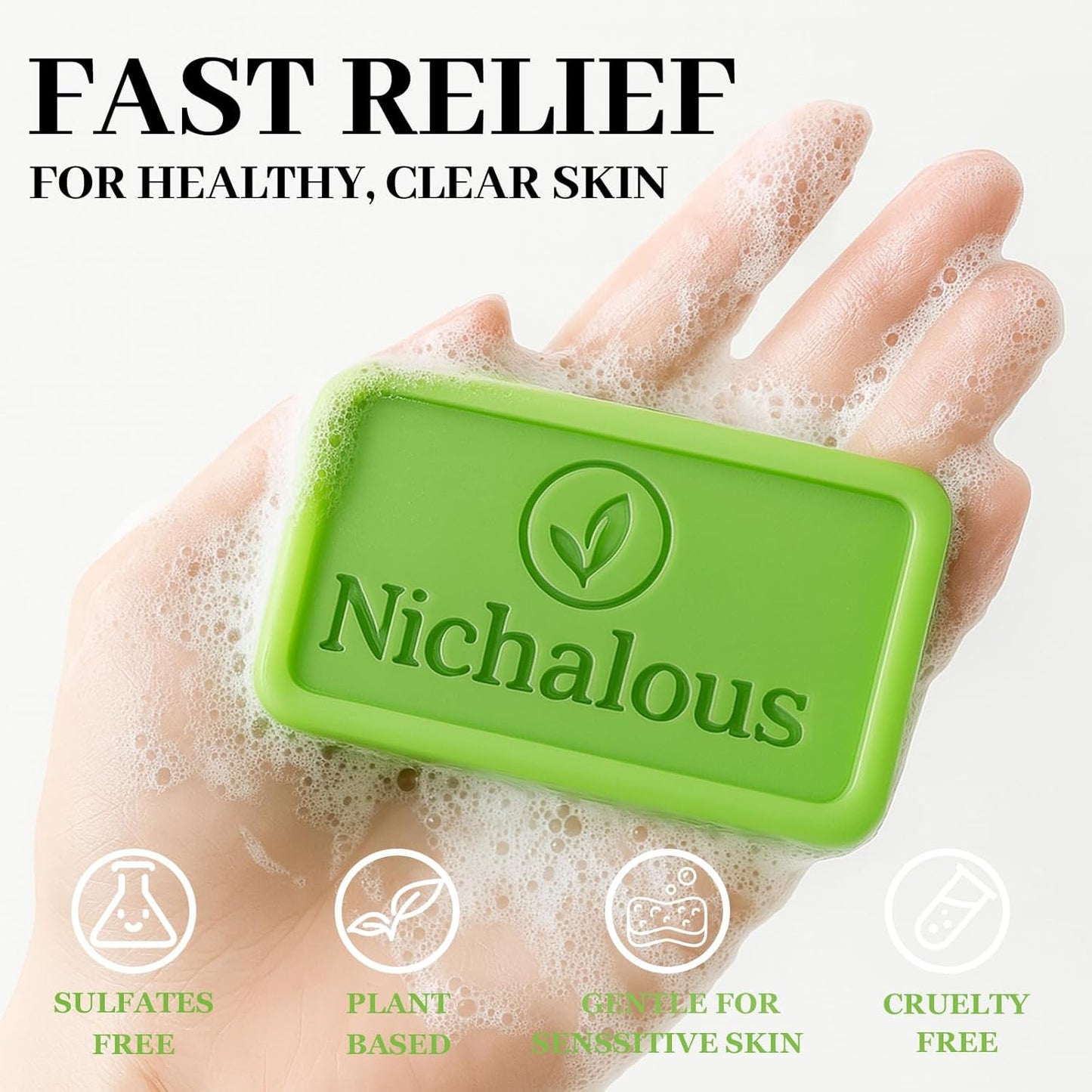 3PCS Tea Tree Soap, Loravey Tea Tree Relief Soap Bar, Deep Pore Cleansing, All Natural Skin Cleanser, Gentle Exfoliating Bar Soap