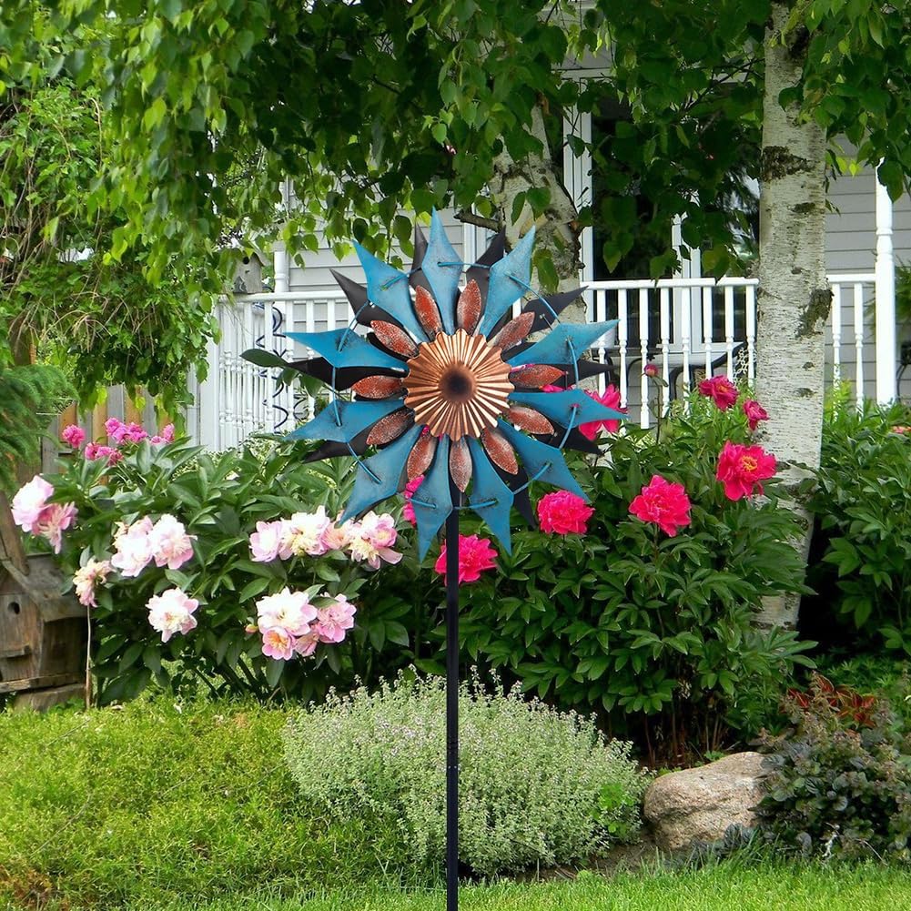 Retro Wind Spinner Outdoor Metal Pinwheels Kinetic Windmill