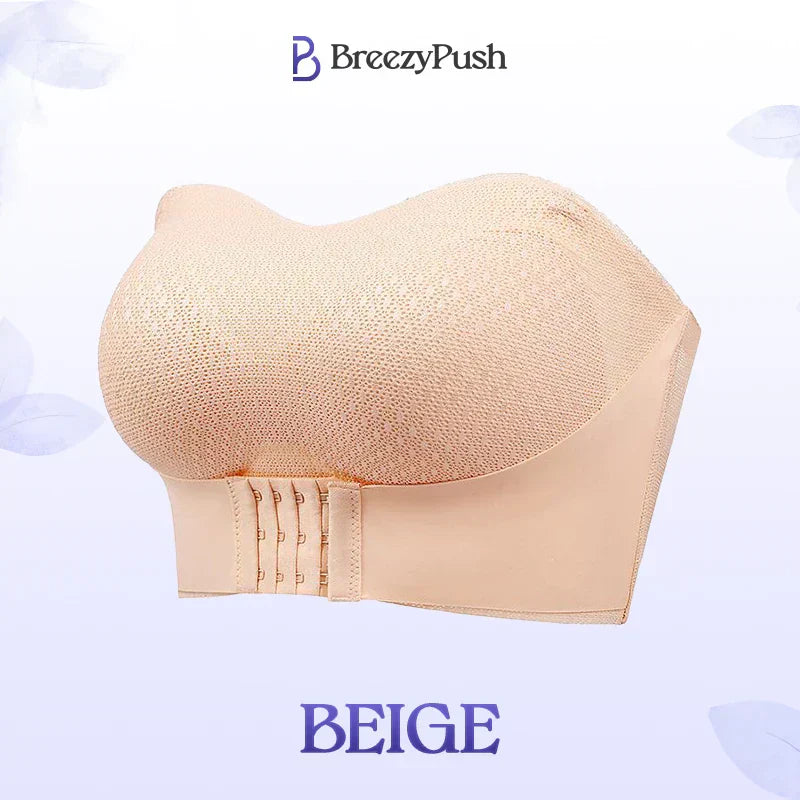 Breezypush – Breathable Non-Slip Strapless Front Buckle Push-Up Bra Beige / M
