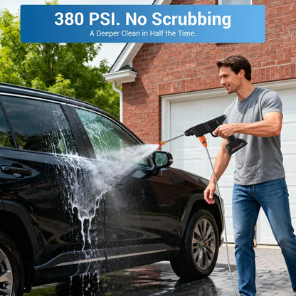 Cordless Pressure Washer 380 PSI with Dual 24V Batteries and Foam Soap Dispenser, 33ft Spray Range