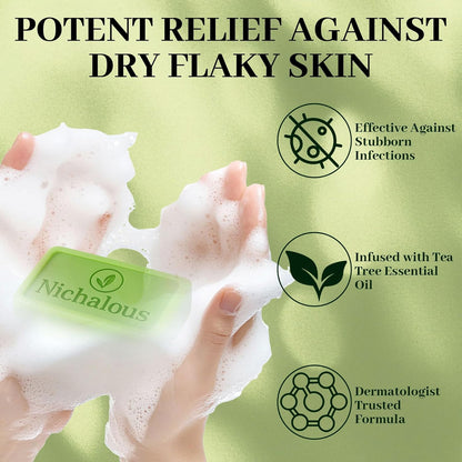 3PCS Tea Tree Soap, Loravey Tea Tree Relief Soap Bar, Deep Pore Cleansing, All Natural Skin Cleanser, Gentle Exfoliating Bar Soap