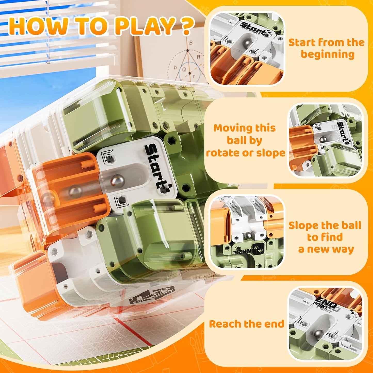 3D Maze Cube Puzzle Brain Teaser Game - Large Labyrinth Challenge Toy for Kids Christmas Gifts