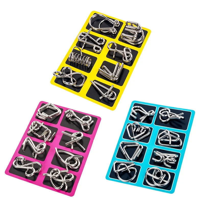 8 Piece Metal Puzzle Ring Set Brain Teaser Toys