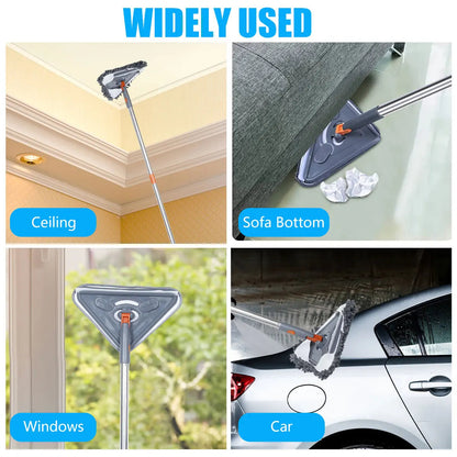Rotating Triangle Wall Mop with Adjustable Long Handle