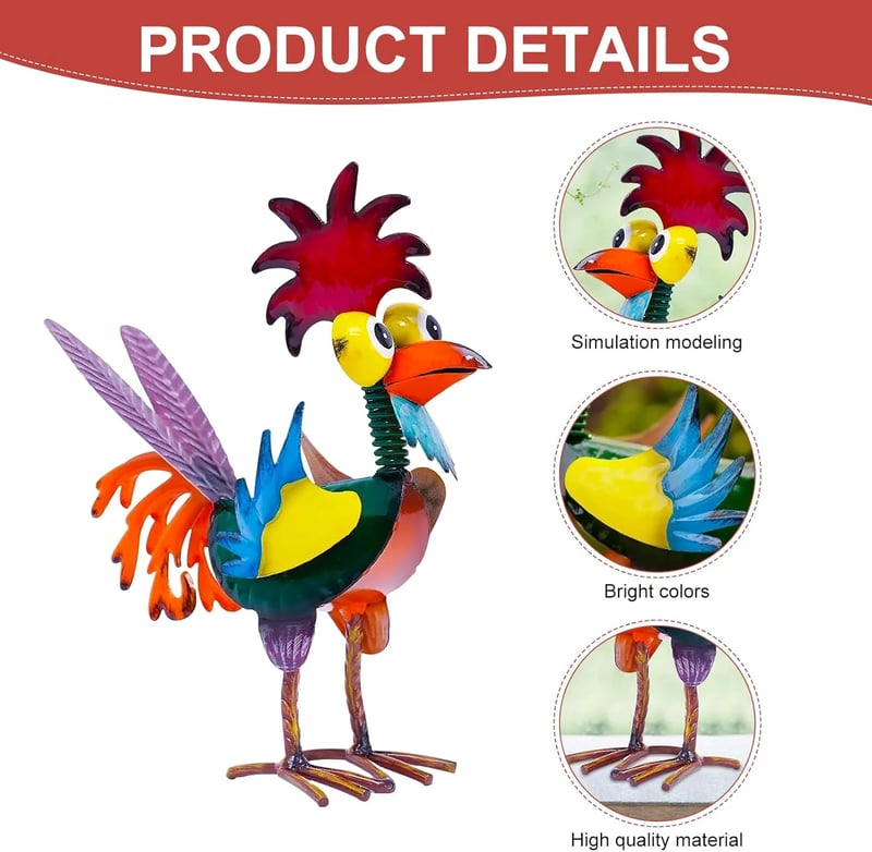 Metal-Rooster Outdoor Statue