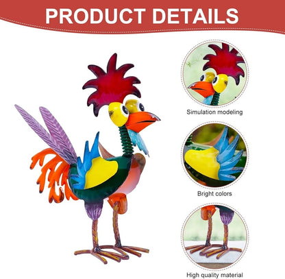 Metal-Rooster Outdoor Statue