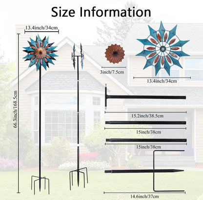 Retro Wind Spinner Outdoor Metal Pinwheels Kinetic Windmill