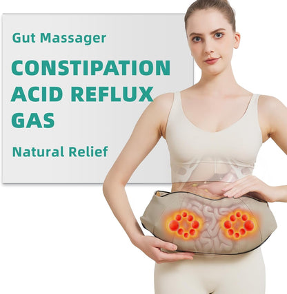 Abdominal Massager with Dual Rotating Heads and Heat Function, 9.8 Inch Width