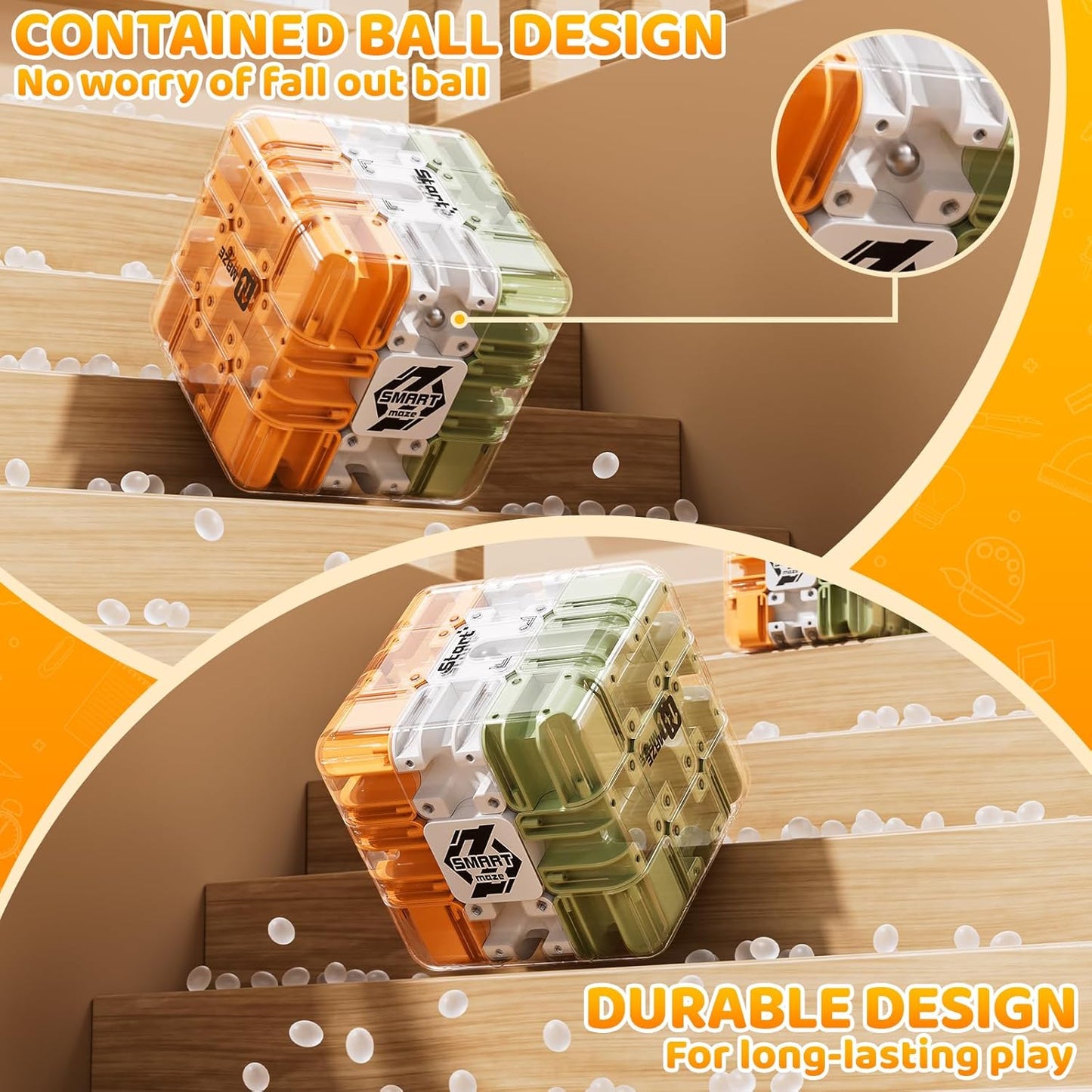 3D Maze Cube Puzzle Brain Teaser Game - Large Labyrinth Challenge Toy for Kids Christmas Gifts