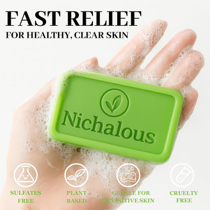 3PCS Tea Tree Soap, Loravey Tea Tree Relief Soap Bar, Deep Pore Cleansing, All Natural Skin Cleanser, Gentle Exfoliating Bar Soap