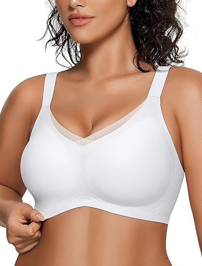 OEAK Womens Wireless Bras V Mesh Comfortable Bralette Supportive No Underwire Seamless