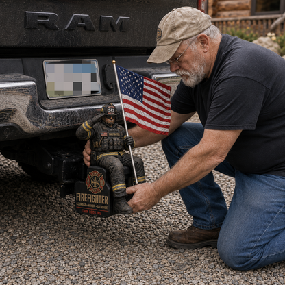 Firefighter Thin Red Line Tribute Trailer Hitch Cover