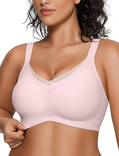 OEAK Womens Wireless Bras V Mesh Comfortable Bralette Supportive No Underwire Seamless
