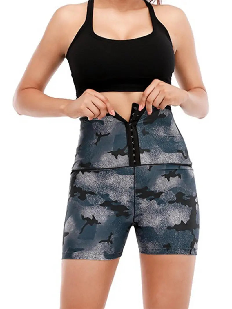 High Waist Sauna Shorts with Moisture Wicking Fabric and Included Waist Trainer