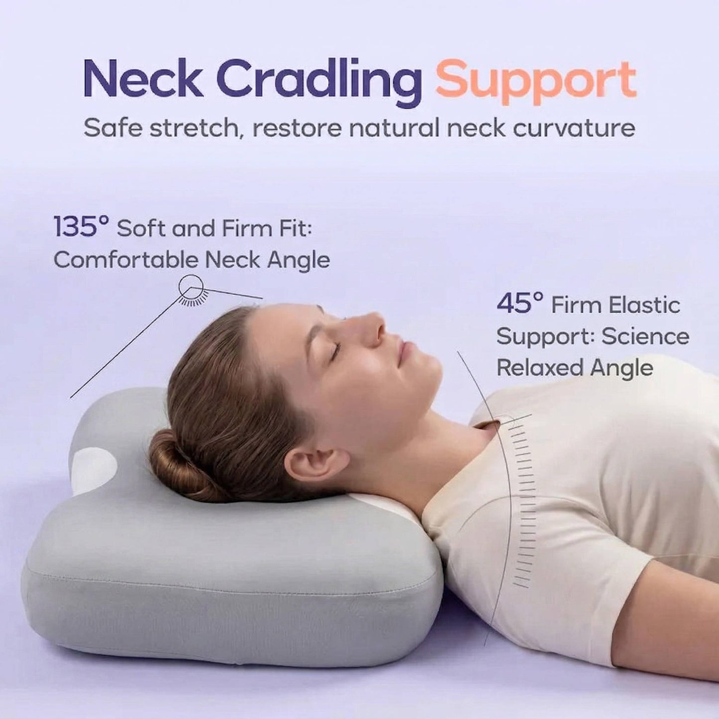 Memory Foam Cervical Pillow with Contoured Support and Cooling Cover for Back and Side Sleeping