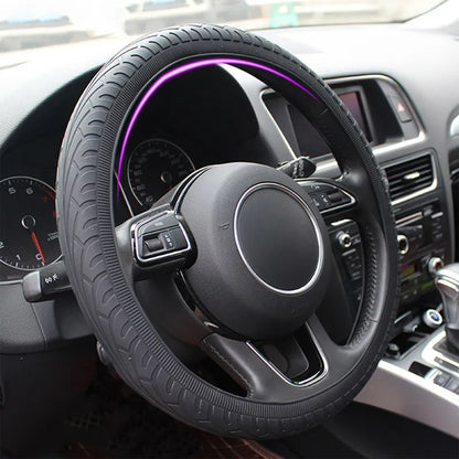 Silica Gel Steering Wheel Cover with Crocodile Texture and Palm Nodules for 14-16in