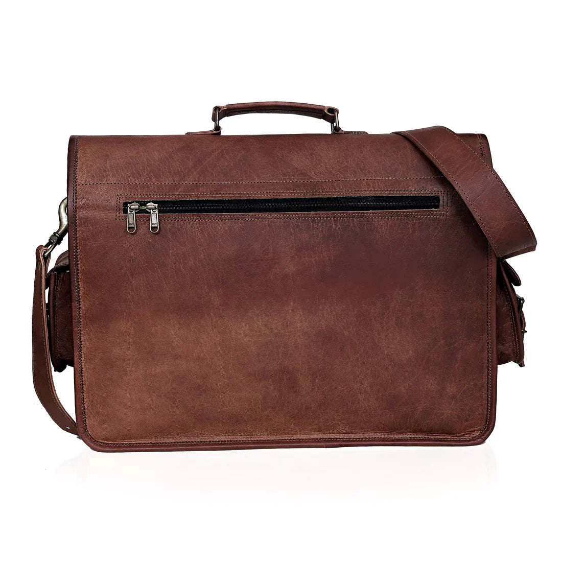Potter Leather Messenger Laptop Bag, Handcrafted Canvas Lined
