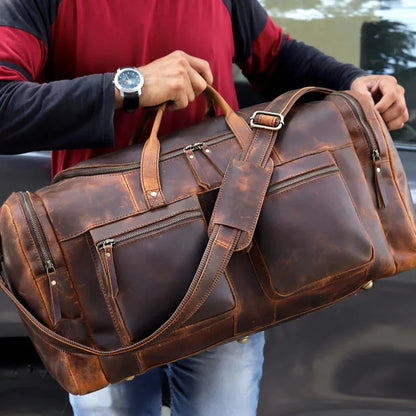 Vintage Voyager Leather Duffle Bag Full Grain Buffalo Leather