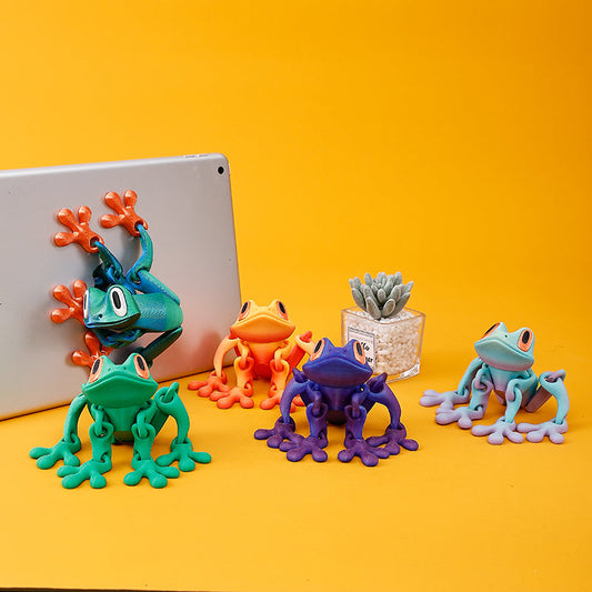 3D Printed Magnetic Frog Fridge Magnet with Articulated Joints Glow-in-the-Dark Dragon Toy