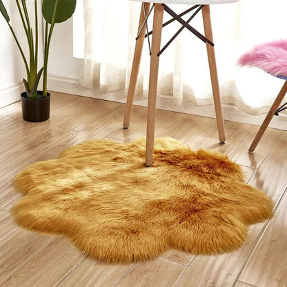 Fluffy Sheepskin Style Flower Rug for Bedroom