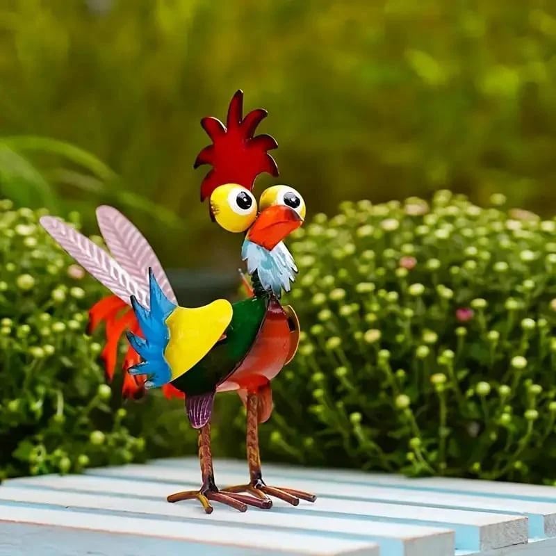 Metal-Rooster Outdoor Statue