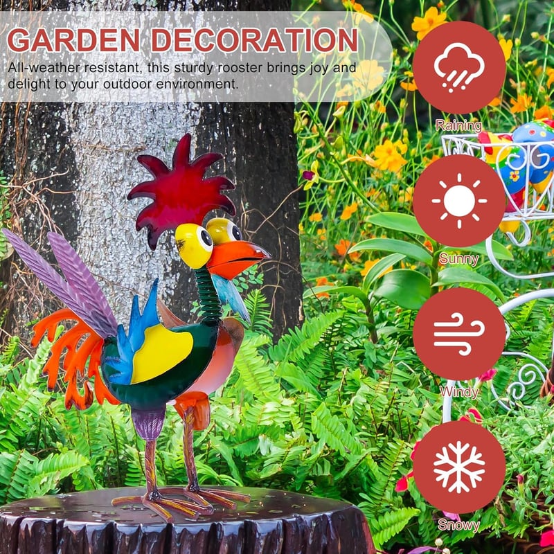 Metal-Rooster Outdoor Statue