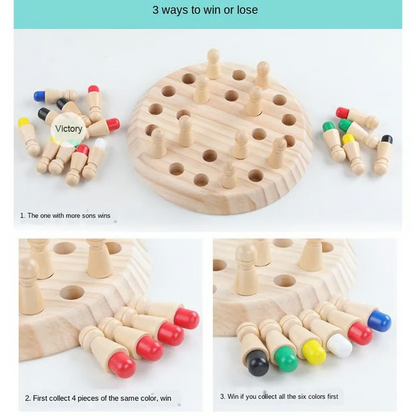 Color Memory Matching Game with 24 Wooden Pegs and Dice for Ages 3 plus