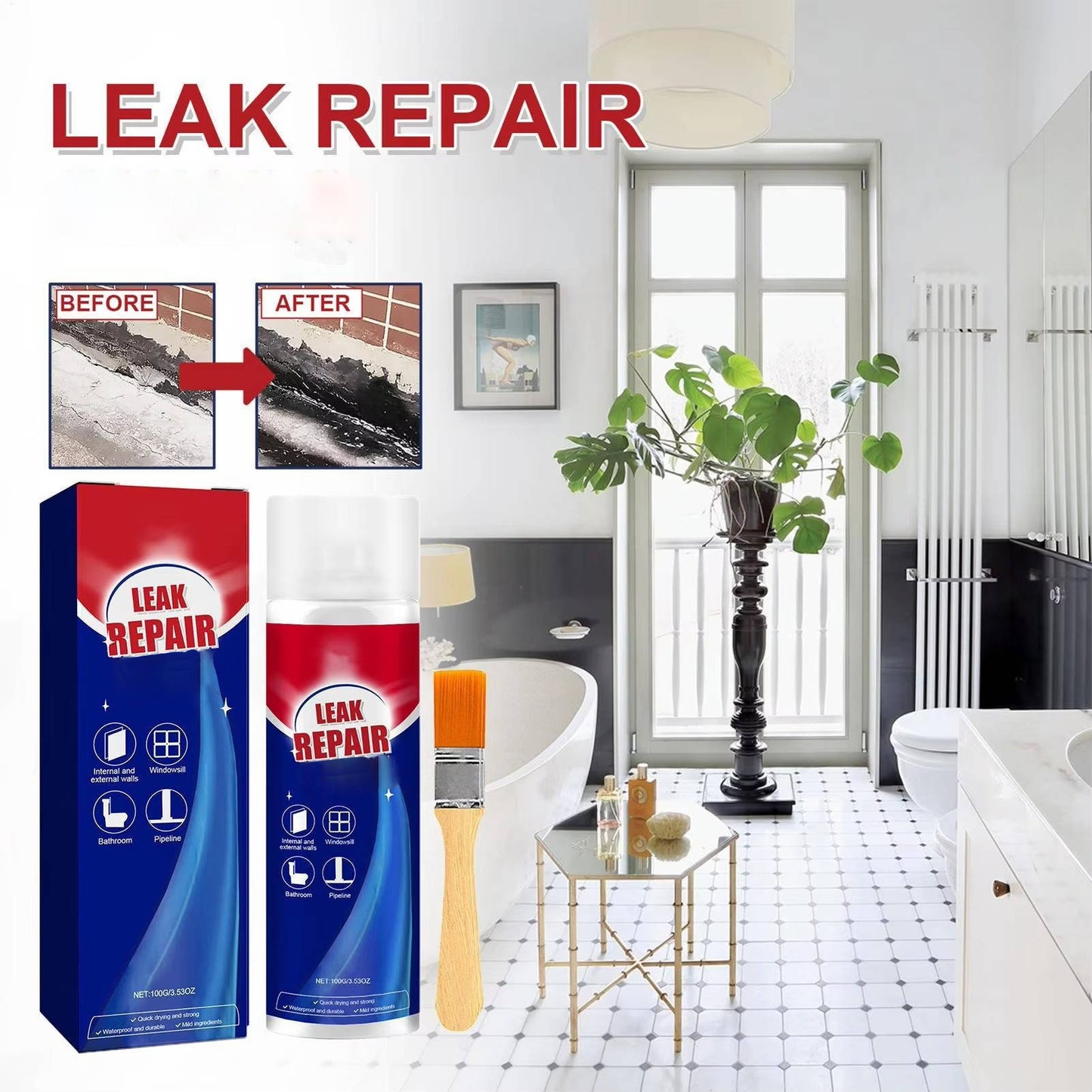 2 Set Leak Repair Waterproof Sealant Spray All Purpose