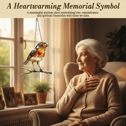 Stained Glass Style Robin Suncatcher