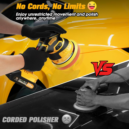 Cordless Orbital Buffer Polisher with Variable Speed and Multiple Foam Pads, Rechargeable Battery Kit