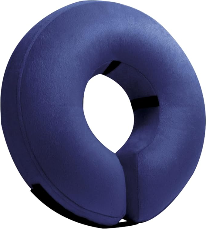 Inflatable Pet Recovery Collar with Inner Loop System and Adjustable Air Pressure, Large Blue