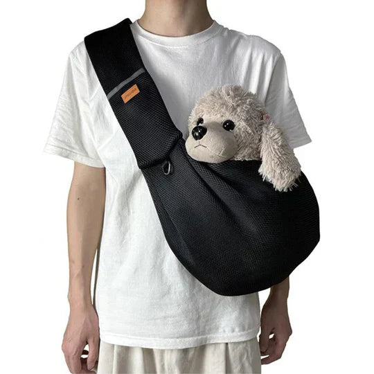 Crossbody Dog Sling with Padded Strap and Safety Clip for Small Pets