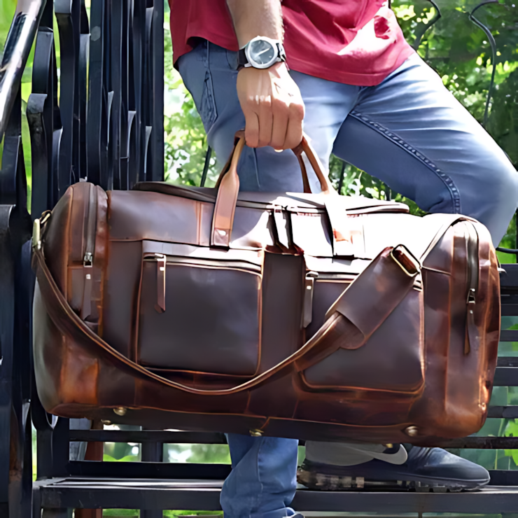 Leather Travel Duffel Bag Full Grain Buffalo Leather
