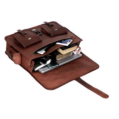 Potter Leather Messenger Laptop Bag, Handcrafted Canvas Lined