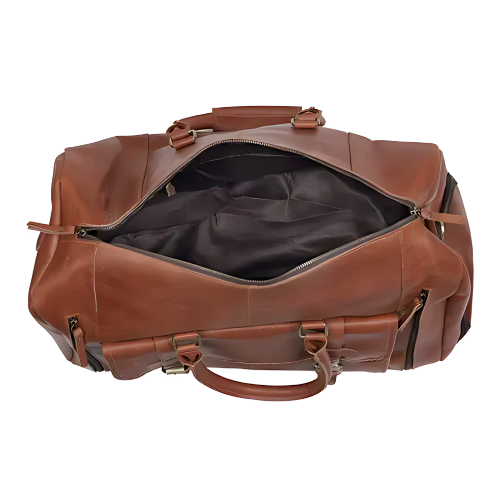 Mars Leather Duffel Bag for Men, Buffalo Leather Tan Travel Bag