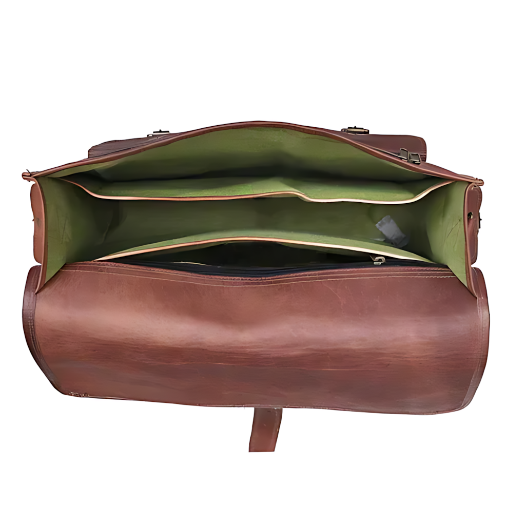 Potter Leather Messenger Laptop Bag, Handcrafted Canvas Lined