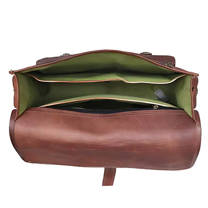 Potter Leather Messenger Laptop Bag, Handcrafted Canvas Lined