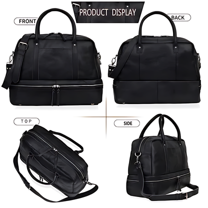 Leather Duffle Bag Full Grain Buffalo Leather Black