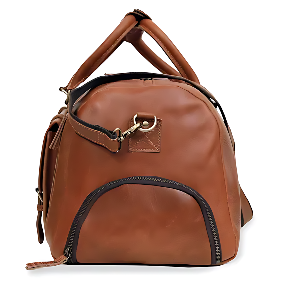 Mars Leather Duffel Bag for Men, Buffalo Leather Tan Travel Bag