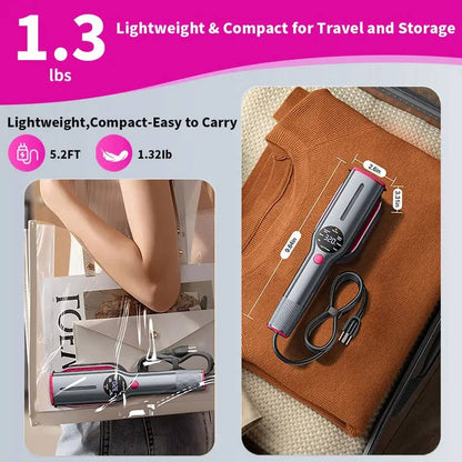 Handheld Garment Steamer with 90 Degree Rotating Head and Seven Fabric Settings