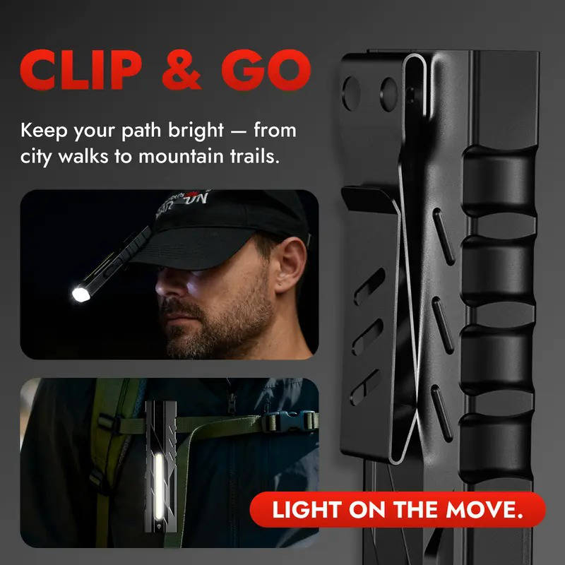 Rechargeable LED Flashlight with Magnetic Tail and UV Red Laser, 1500 Lumens