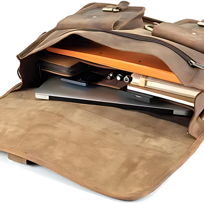 Vintage Buffalo Leather Messenger Laptop Bag