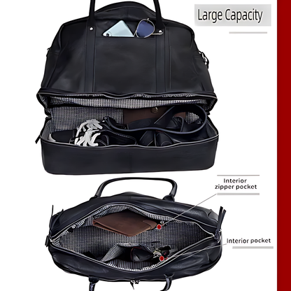 Leather Duffle Bag Full Grain Buffalo Leather Black