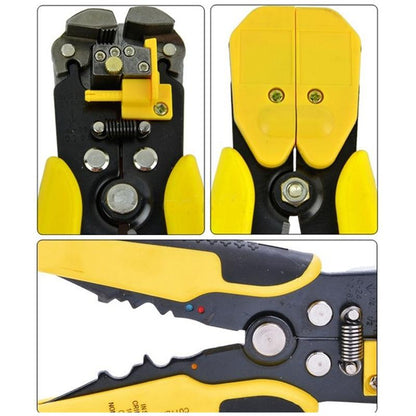 Self-Adjusting Wire Stripper with Cable Cutter and Terminal Crimper