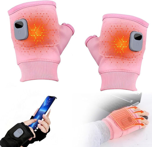 Rechargeable Heated Gloves – 360° Warmth for Ultimate Comfort Windproof, Fingerless & Perfect for Winter Hiking, Cycling & Outdoor Adventures